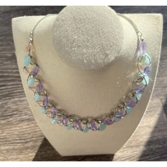 Vintage Marks & Spencer glass & Crystal Twisted Necklace M&S Necklace Sz 20” - Picture 12 of 16